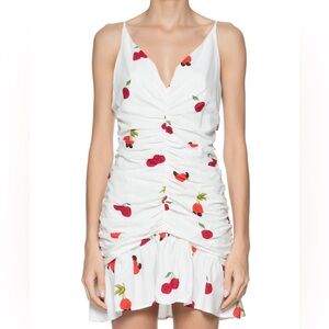 FARM Rio White Mini Dress with Red Cherry and Caju Print